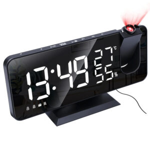 LED Big Screen Mirror Alarm Clock with Projection Display- USB Plugged in_0