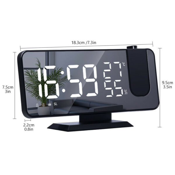 LED Big Screen Mirror Alarm Clock with Projection Display- USB Plugged in_7