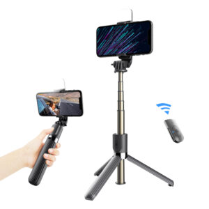 Universal Foldable BT Monopod with Fill Light- USB Charging_0