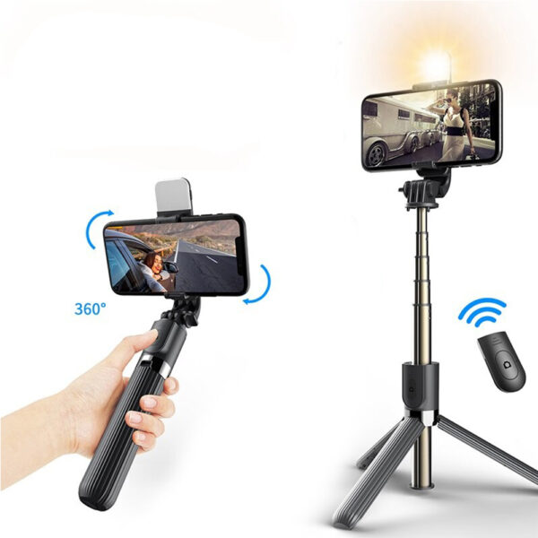 Universal Foldable BT Monopod with Fill Light- USB Charging_6