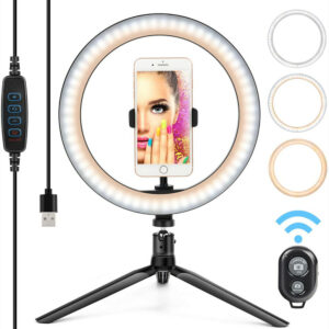 10inch LED Desktop Selfie Ring Light with 3 Modes- Battery Operated_0