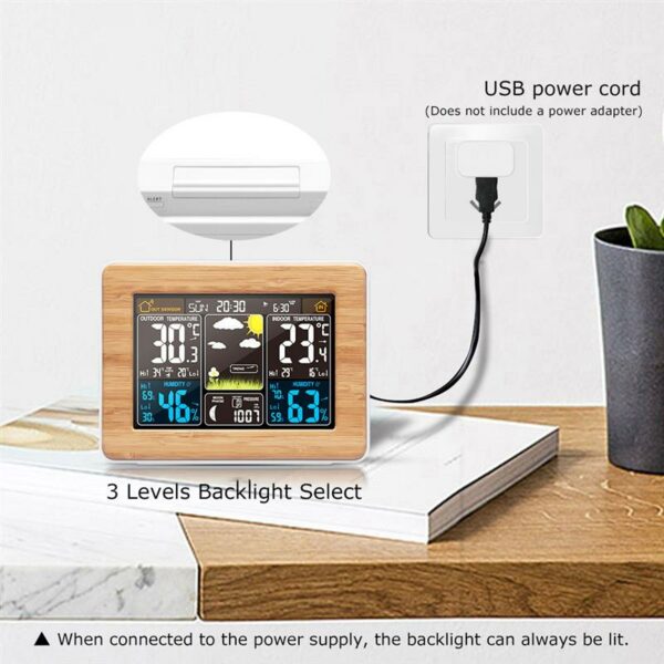 LCD Display Weather Station Alarm Clock- USB Powered_7