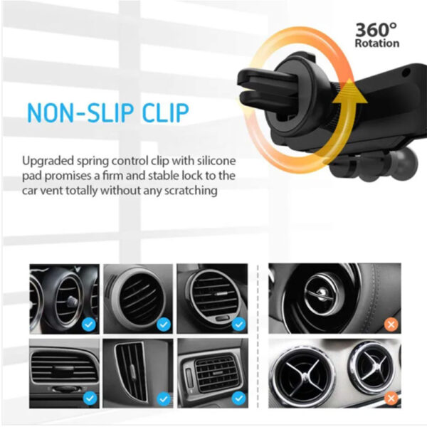 Non-Magnetic Gravity Mobile Phone Holder in Car Air Vent for 6.5 inches phones_1