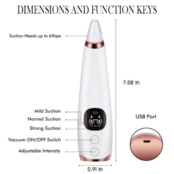 6 Nozzle Electric Acne Pimple Blackhead Remover for Face and Nose Vacuum- USB Charging_4