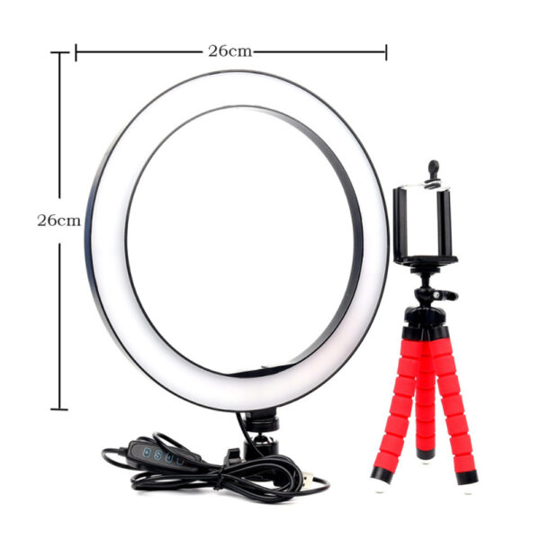 26cm Dimmable LED Selfie Ring Light with Tripod_5