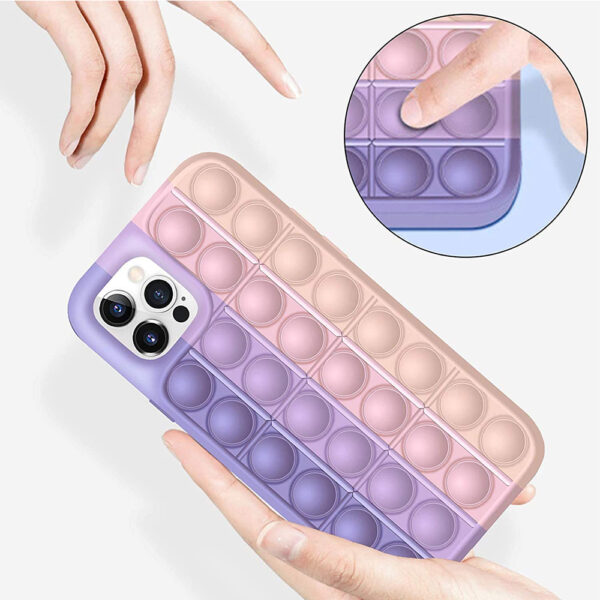 Rainbow Silicone Phone Case for iPhone Devices Stress Reliever Pop Bubble_4