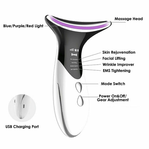 Skin Rejuvenation EMS LED Photon Therapy Neck Massager- USB Charging_3