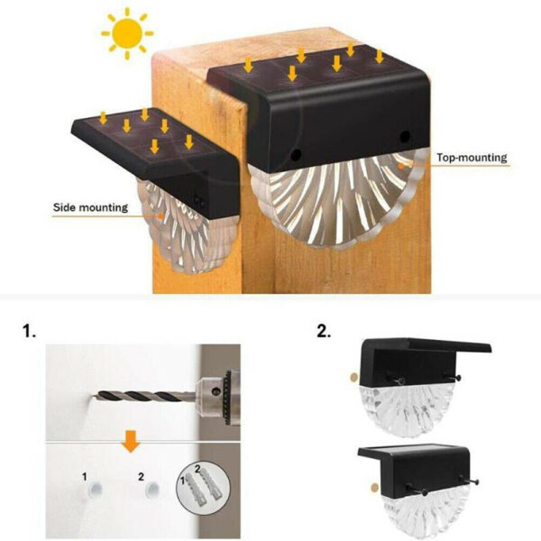 4-pc Outdoor Solar LED Deck Light Garden Decoration Wall and Step Light_8