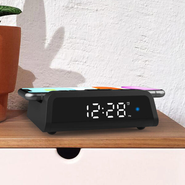 Digital Alarm Clock with Wireless Charger for QI Devices- USB Powered_7