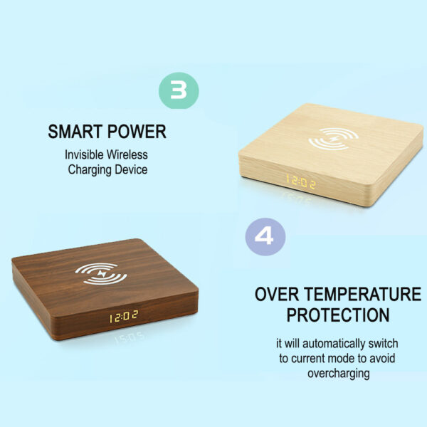 Portable Wooden Charging Pad and Digital Alarm Clock- USB Powered_2