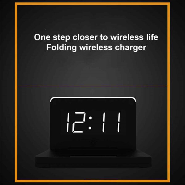 Foldable Wireless Charger for QI Devices and Digital Clock- USB Powered_5