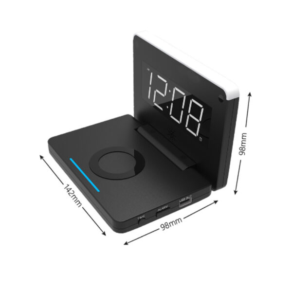 Foldable Wireless Charger for QI Devices and Digital Clock- USB Powered_1