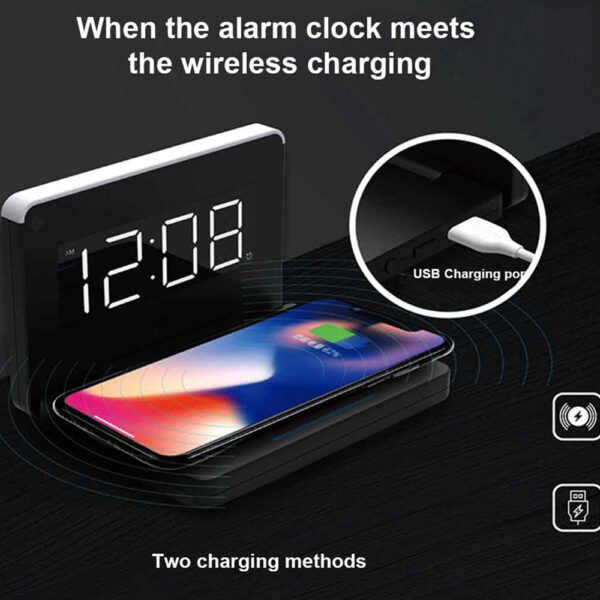 Foldable Wireless Charger for QI Devices and Digital Clock- USB Powered_3