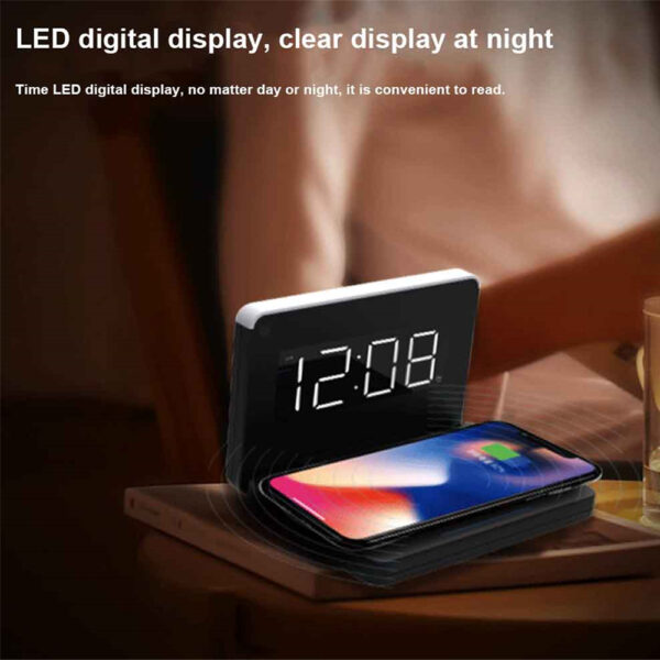 Foldable Wireless Charger for QI Devices and Digital Clock- USB Powered_6