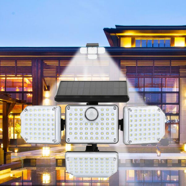 4 Heads Solar Motion Sensor PIR Wall Light with 3 Light Modes_4