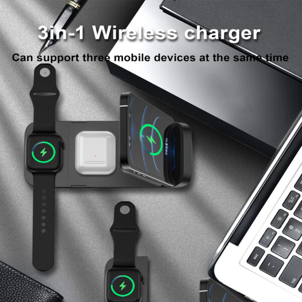 3-in-1 Fast Charging Wireless Charging Station for Qi Devices- USB Powered_8