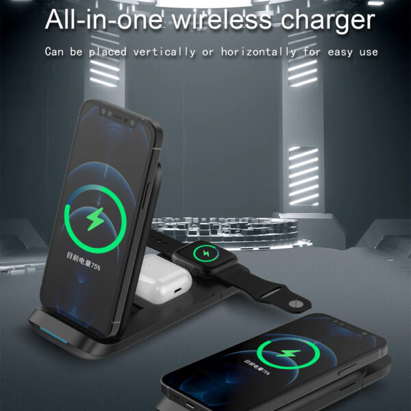 3-in-1 Fast Charging Wireless Charging Station for Qi Devices- USB Powered_9