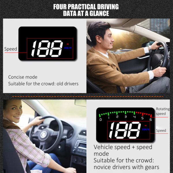 HUD Car Display Overs-speed Warning Projecting Data System- USB Powered_7