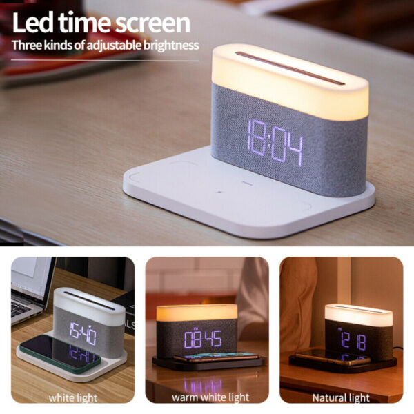 3-in-1 Wireless Charger Alarm Clock and Adjustable Night Light- USB Power Supply_1