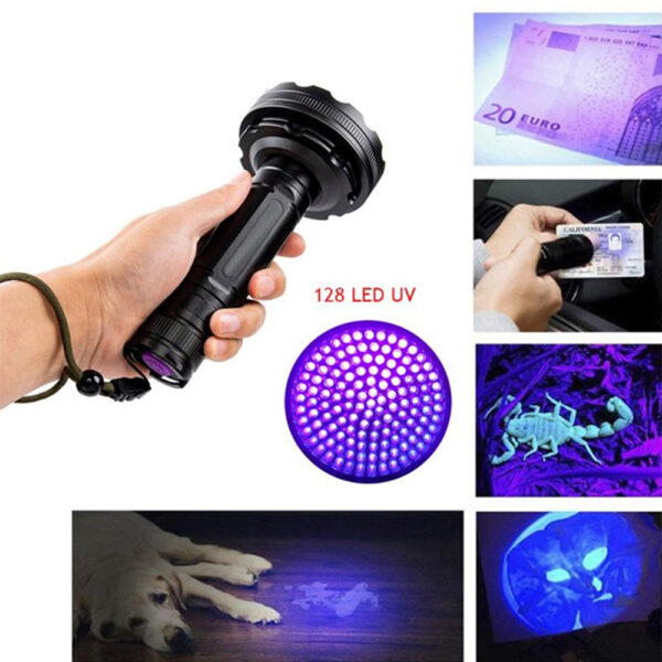 Battery Operated 128 UV LED Flashlight Pet Urine Detector_4