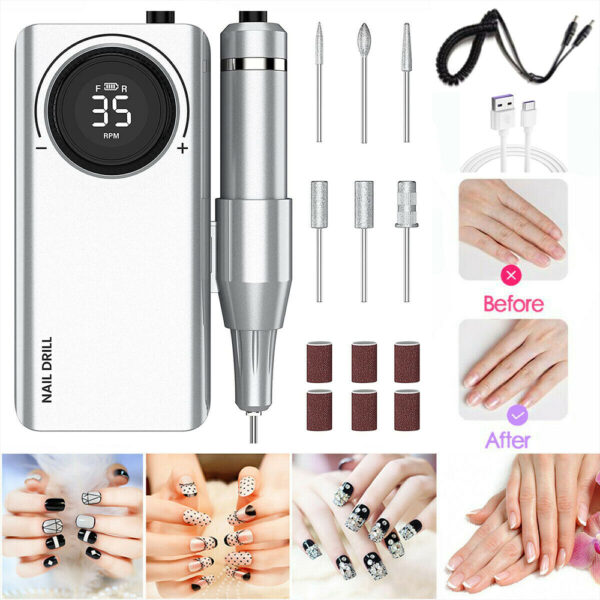 USB Rechargeable Professional Electric Nail File and Drill Set_6