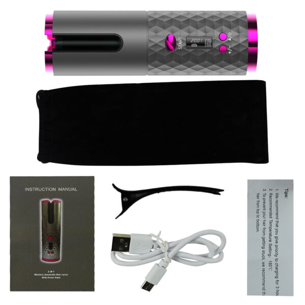 USB Rechargeable Cordless Auto-Rotating Ceramic Portable Hair Curler_1