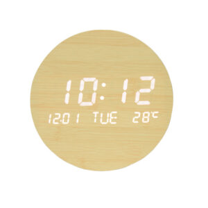 USB Plugged-in LED Luminous Number Wall Hanging Wood Clock_0