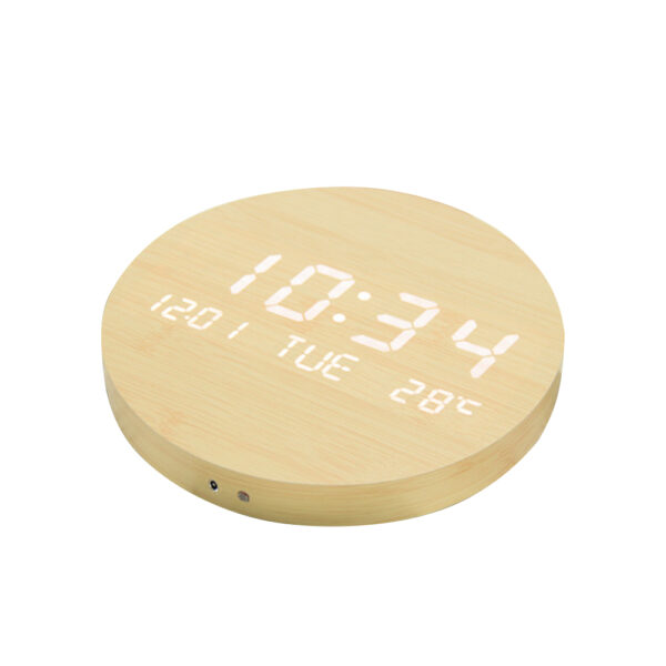 USB Plugged-in LED Luminous Number Wall Hanging Wood Clock_5