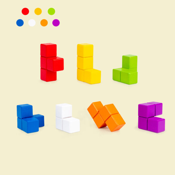 New Arrival Master Builder Color blocks Seven Shapes Puzzle Early Kids Education Toys Wooden Creative Puzzle Game toys for Child_4