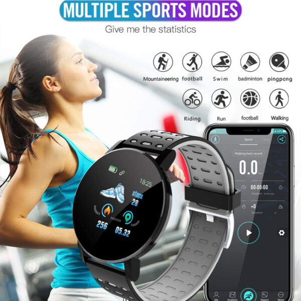 Bluetooth Smartwatch Blood Pressure Monitor Unisex and Fitness Tracker- USB Charging_6