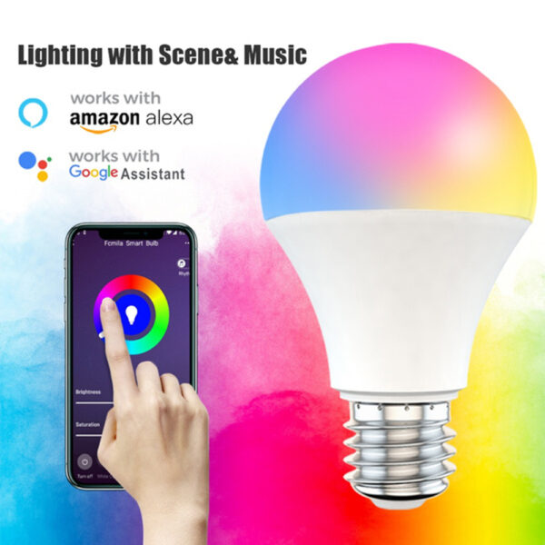 15W Wi-Fi Smart Bulb E27 LED RGB Bulb Works with Alexa / Google Home 85-265V RGB + White -Dimmable Timer Function Magic Bulb_4