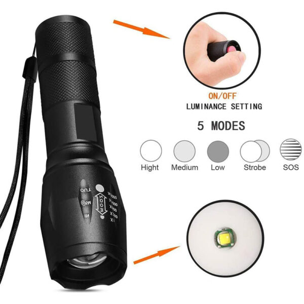 Waterproof Zoomable LED Ultra Bright Torch T6 Camping Bicycle Flash Light- Battery Operated_8