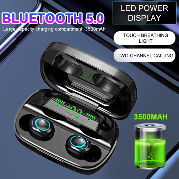 Bluetooth 5.0 Sports Earphones with 3500mAh Charging Box and Mic- USB Charging_5