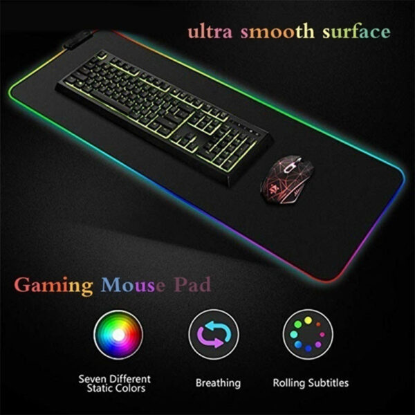 RGB LED Non-Slip Luminous Mouse Pad for Gaming PC Keyboard_1