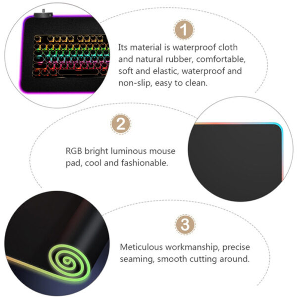 RGB LED Non-Slip Luminous Mouse Pad for Gaming PC Keyboard_4