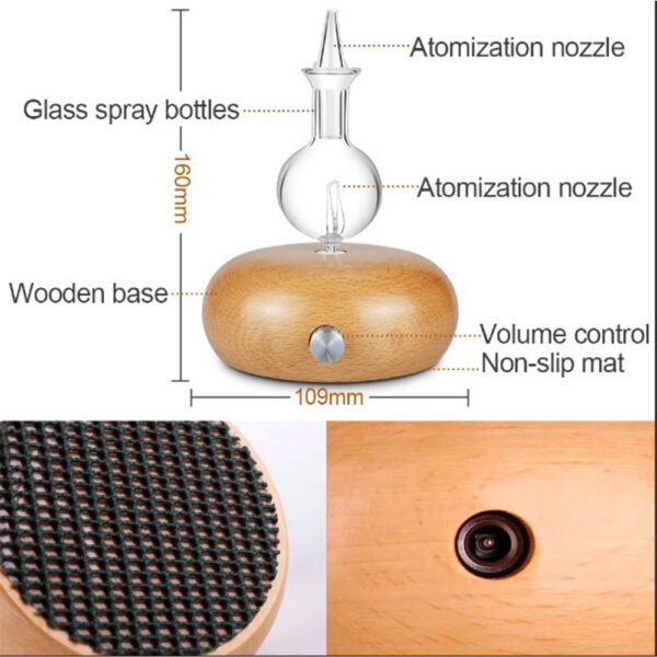 Essential Oil Glass Diffuser Oil Aromatherapy Wood Base- AU, EU, UK, US Plug_9
