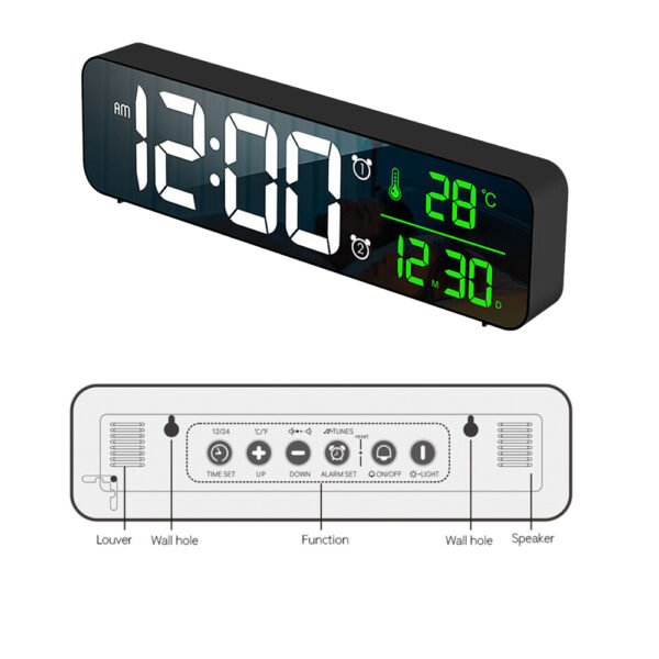 USB Plugged-in Luminous Large Screen LED Digital Electronic Display Alarm Clock_8