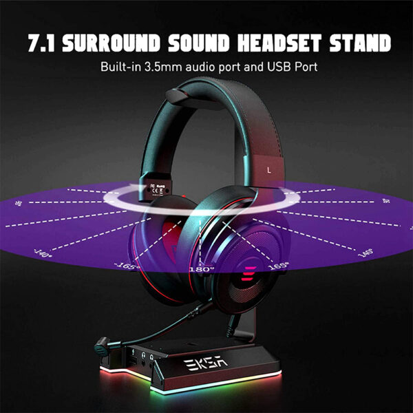 Gaming Headset Stand with 7.1 Surround Sound & USB Ports_4