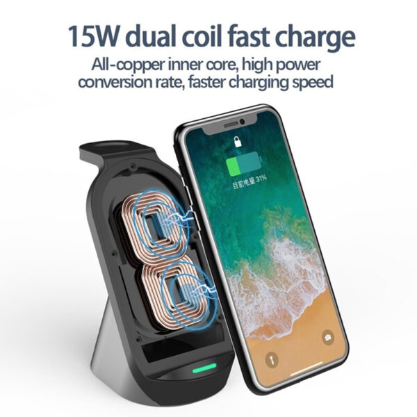 3-in-1 Wireless Vertical Charging Stand for QI Devices- USB Interface_1