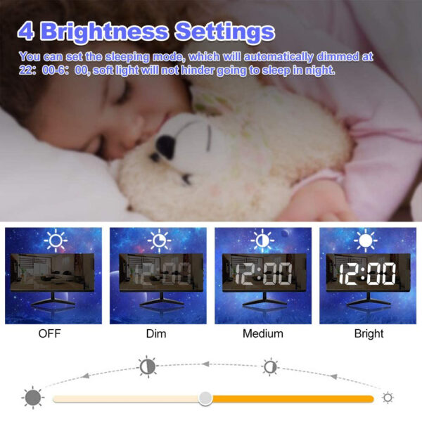 Frameless Touch Control Digital Alarm Clock- USB Interface_4