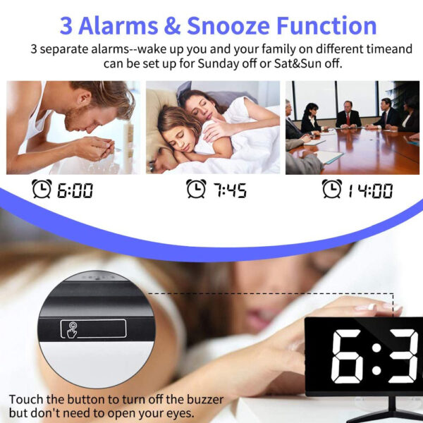 Frameless Touch Control Digital Alarm Clock- USB Interface_7