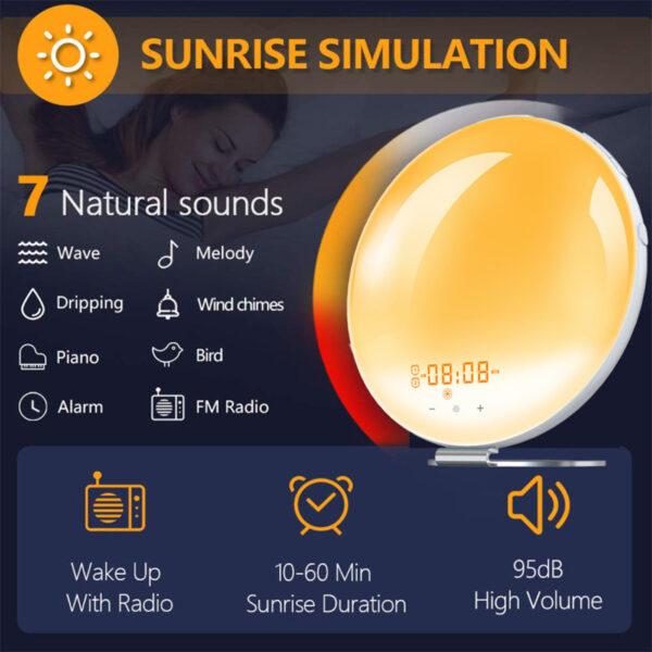 Creative Digital Alarm Clock Sunset and Sunlight Simulator- USB Powered_8