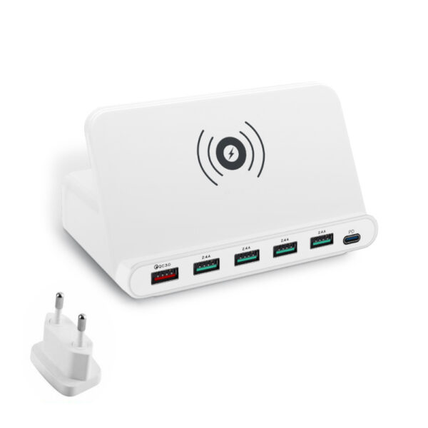 Multi-USB Port Wireless Mobile Phone Charging Station in AU, EU, UK, US Plug_1