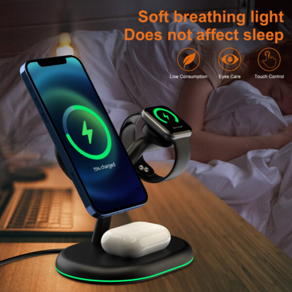 3-in-1 Magnetic Wireless Charging Station 15W Mag-Safe- USB Power Supply_6