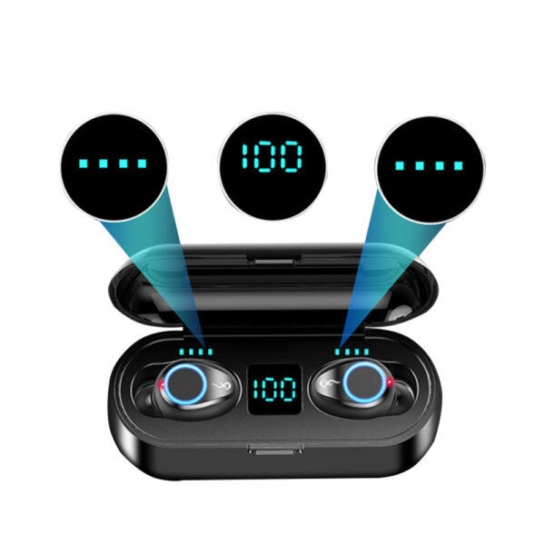 F9 Bluetooth 5.0 TWS LED Button Wireless Earphones- USB Charging_2