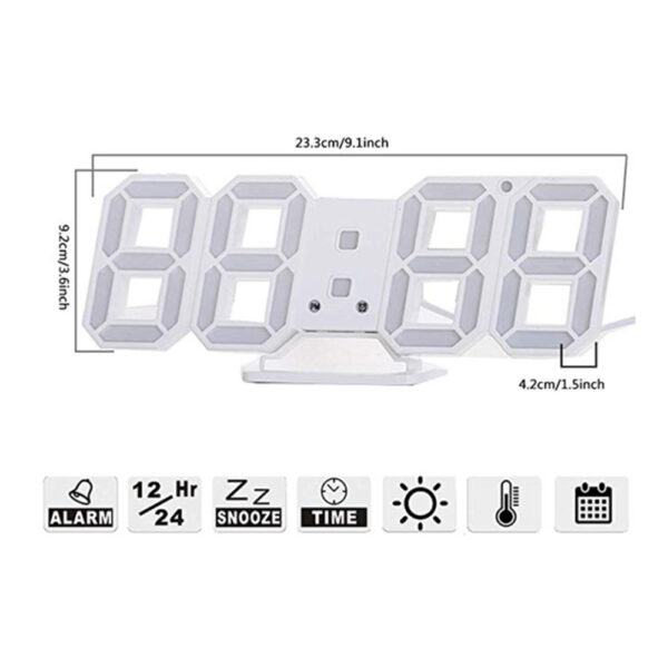 Digital Modern Plugged-in 3D LED Wall and Alarm Clock_9