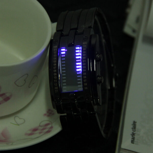 Creative Binary Watch LED Digital Display Buckle Type Lock Wristwatch_4