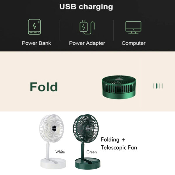 Mini Foldable USB Rechargeable Desk Fan Portable Telescopic Fan_6