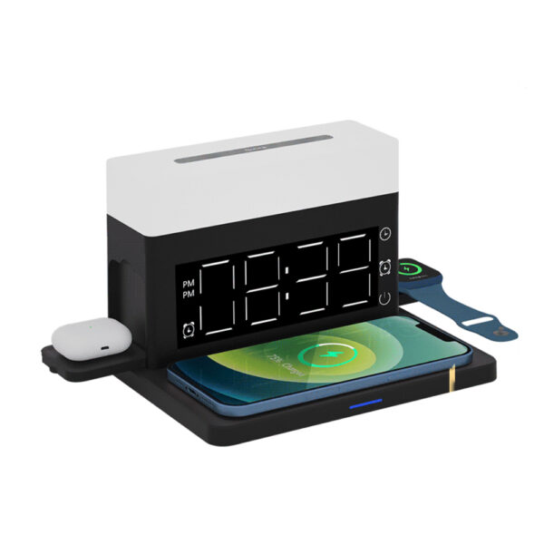 Multifunctional Wireless Charger with Clock and LED Light_7