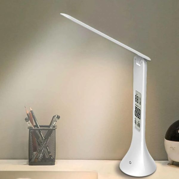 LED Mini Rechargeable Touch Dimmable Task Lamp with Clock- USB Charging_2
